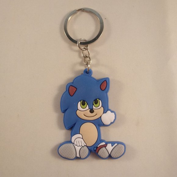 Men's Silver Sonic Hedgehog Keychain Key Ring Party Gift - Picture 3 of 3